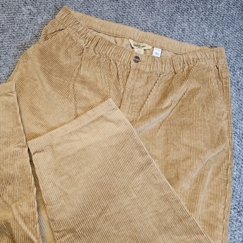 Orton Brothers Clothing Co Baggy‎ Corduroy Pants Beige Stretch Waist XL